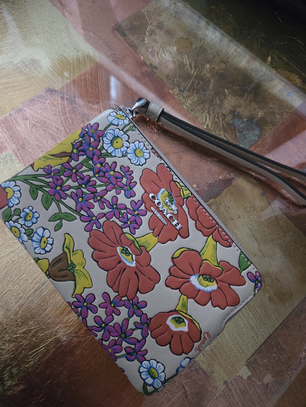 COACH Floral Print Wristlet Clutch in Multicolor